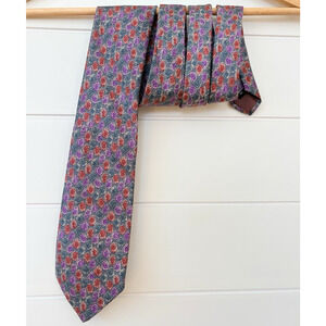 Classics Debenhams Floral Silk Tie Classic Width 3.5" Length 56" Purple Gray Red